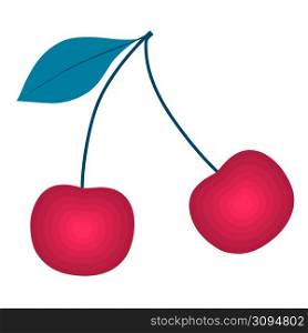 Cherry. Organic berries isolated on white background. Healthy lifestyle. Vector illustration in flat style.