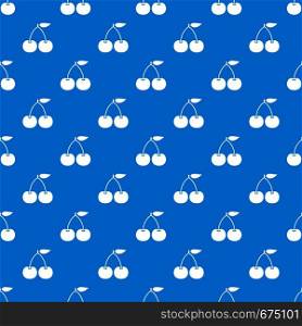 Cherry pattern repeat seamless in blue color for any design. Vector geometric illustration. Cherry pattern seamless blue
