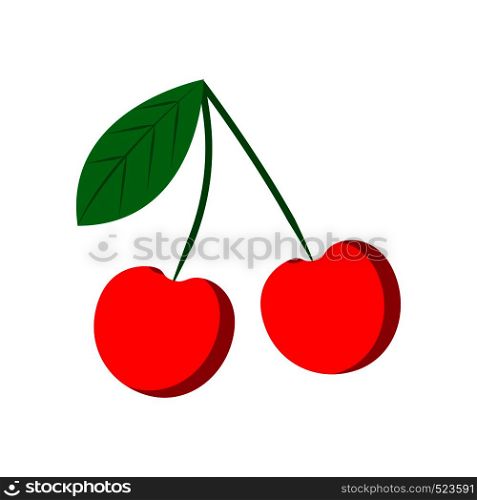 Cherry red natural blossom organic healthy vector icon. Isolated delicious plant fruit. Berry sweet ingredient food
