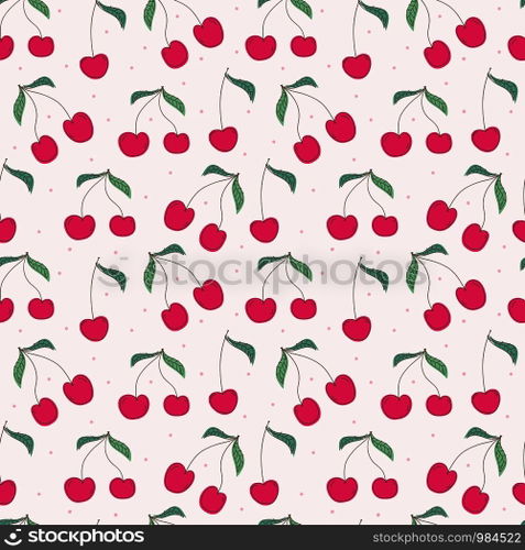 Cherry seamless pattern background. Vector illustration.