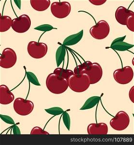 Cherry seamless pattern. Cherry seamless pattern. Vector cherries fresh fruits vector seamless background
