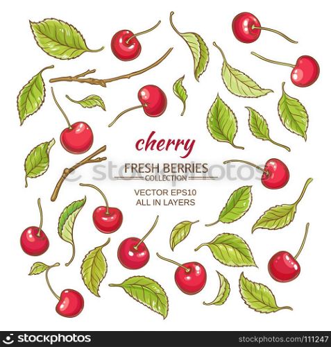 cherry vector set. cherry elements vector set on white background