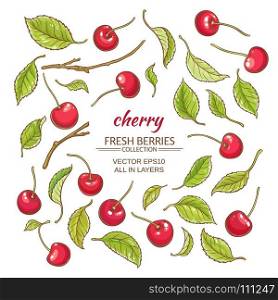 cherry vector set. cherry elements vector set on white background