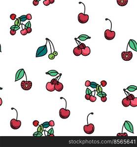 Cherry Vitamin Freshness Berry Vector Seamless Pattern Thin Line Illustration. Cherry Vitamin Freshness Berry vector seamless pattern