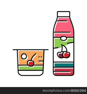 cherry yogurt color icon vector. cherry yogurt sign. isolated symbol illustration. cherry yogurt color icon vector illustration
