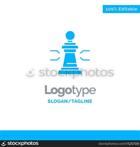 Chess, Advantage, Business, Figures, Game, Strategy, Tactic Blue Solid Logo Template. Place for Tagline