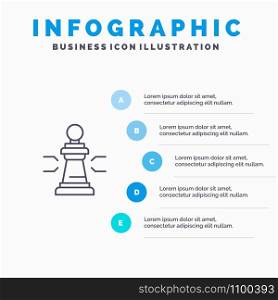 Chess, Advantage, Business, Figures, Game, Strategy, Tactic Line icon with 5 steps presentation infographics Background