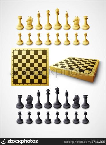 Chess and chessboard. Vector illustration.