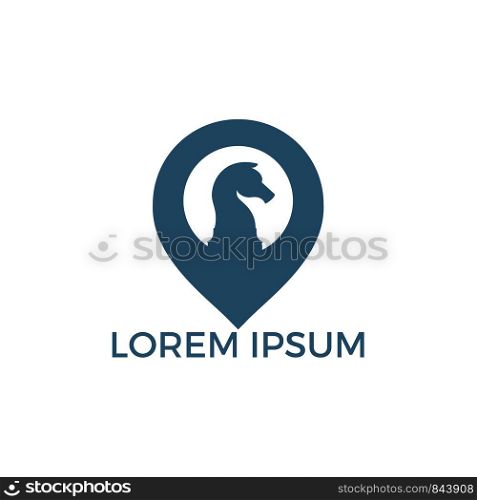 Chess and map pointer logo design. Game and GPS locator symbol or icon. Unique chess and pin logotype design template.