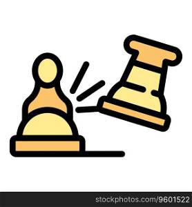 Chess bet icon outline vector. Online game. Queen board color flat. Chess bet icon vector flat