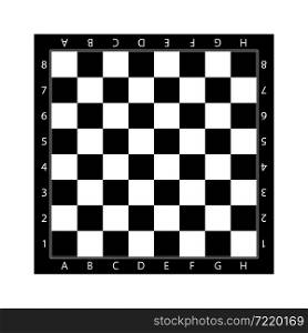 Chess board. Pattern of chessboard. Checkerboard for chess. Black-white check texture for game. Background chessboard with letters and numbers. Wood square for checkmate. Icon of table. Vector.. Chess board. Pattern of chessboard. Checkerboard for chess. Black-white check texture for game. Background chessboard with letters and numbers. Wood square for checkmate. Icon of table. Vector