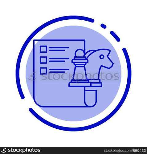 Chess, Business, Strategy, Planning Blue Dotted Line Line Icon