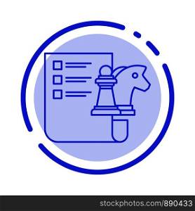 Chess, Business, Strategy, Planning Blue Dotted Line Line Icon