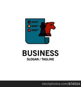 Chess, Business, Strategy, Planning Business Logo Template. Flat Color
