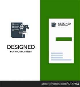 Chess, Business, Strategy, Planning Grey Logo Design and Business Card Template