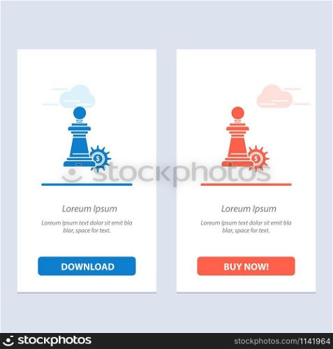 Chess, Business, Strategy, Success Blue and Red Download and Buy Now web Widget Card Template