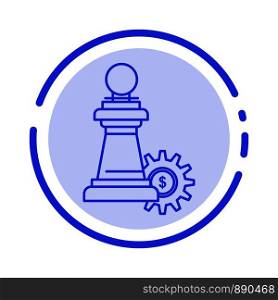Chess, Business, Strategy, Success Blue Dotted Line Line Icon