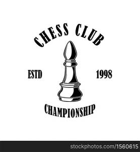 Chess club emblem template. Design element for emblem, sign, logo, label, poster, card. Vector illustration