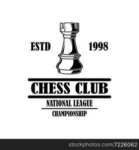 Chess club emblem template. Design element for emblem, sign, logo, label, poster, card. Vector illustration