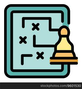 Chess direction icon outline vector. Online game. Play story color flat. Chess direction icon vector flat