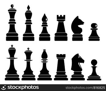 Chess game icon set. Simple set of chess game vector icons for web design on white background. Chess game icon set, simple style