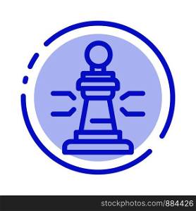 Chess, Game, Player, King, Poker Blue Dotted Line Line Icon