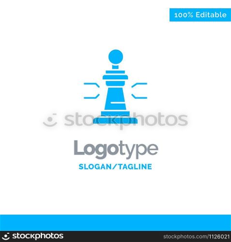 Chess, Game, Player, King, Poker Blue Solid Logo Template. Place for Tagline