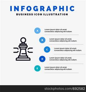 Chess, Game, Player, King, Poker Line icon with 5 steps presentation infographics Background