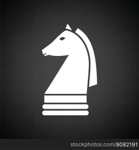 Chess horse icon. Black background with white. Vector illustration.