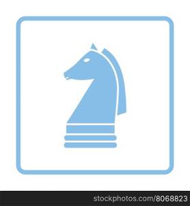 Chess horse icon. Blue frame design. Vector illustration.