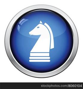 Chess horse icon. Glossy button design. Vector illustration.