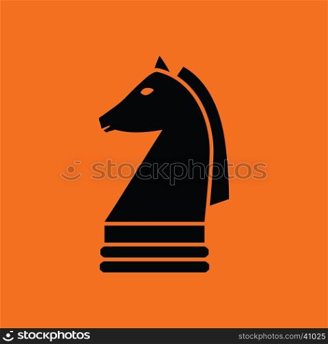 Chess horse icon. Orange background with black. Vector illustration.