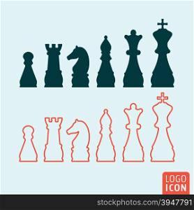 Chess icon. Chess logo. Chess symbol. Chess figures icon isolated, minimal design. Vector illustration