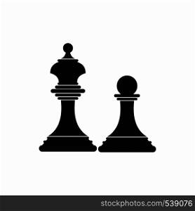 Chess king and chess pawn icon in simple style on a white background. Chess king and chess pawn icon, simple style