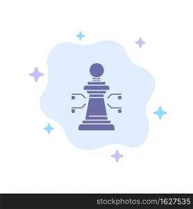 Chess, Laptop, Strategy, Game Blue Icon on Abstract Cloud Background