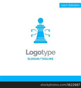 Chess, Laptop, Strategy, Game Blue Solid Logo Template. Place for Tagline
