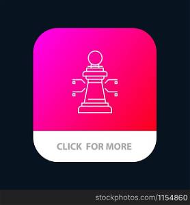 Chess, Laptop, Strategy, Game Mobile App Button. Android and IOS Line Version