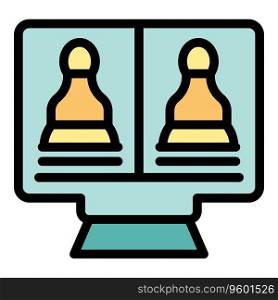 Chess lesson icon outline vector. Online game. Computer bet color flat. Chess lesson icon vector flat