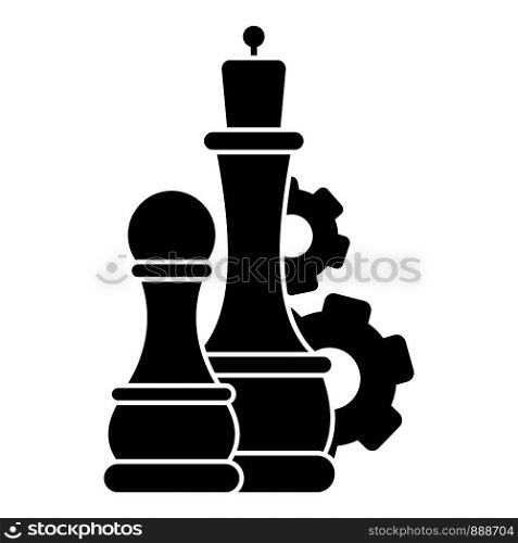 Chess logic gear icon. Simple illustration of chess logic gear vector icon for web design isolated on white background. Chess logic gear icon, simple style