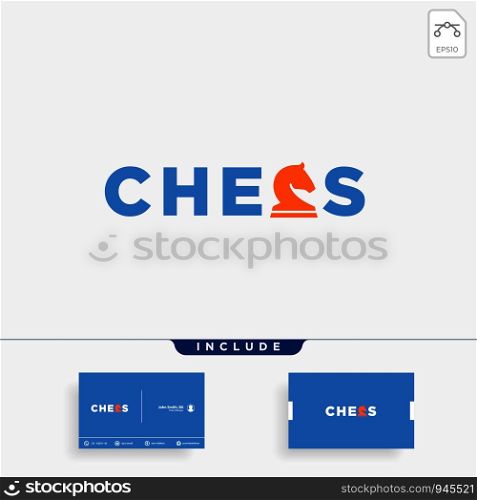 chess logo type vector design illustration, typography logo for chess with business card include- vector. chess logo type vector design illustration, typography logo for chess