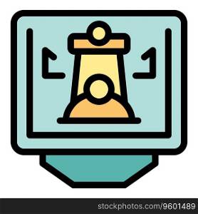 Chess monitor icon outline vector. Online design. Game board color flat. Chess monitor icon vector flat