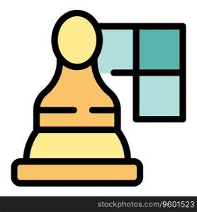 Chess online piece icon outline vector. Board game. Bet story color flat. Chess online piece icon vector flat