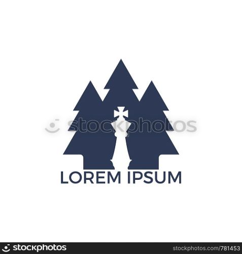 Chess park logo design concept. Pine tree and chess icon logo design.