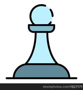 Chess pawn element icon. Outline chess pawn element vector icon color flat isolated. Chess pawn element icon color outline vector