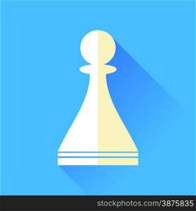 Chess Pawn Icon Isolated on Blue Background. Chess Pawn Icon