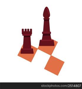Chess pieces semi flat color vector object. Full sized item on white. Playing brain game. Making better decisions. Simple cartoon style illustration for web graphic design and animation. Chess pieces semi flat color vector object