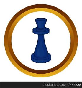 Chess queen vector icon in golden circle, cartoon style isolated on white background. Chess queen vector icon