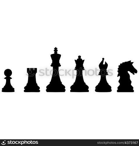 Chess simple icons collection on white background. Chess pieces sign. Chess game symbol. flat style.