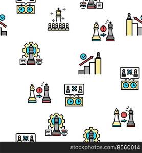 Chess Smart Strategy Game Figure Vector Seamless Pattern Thin Line Illustration. Chess Smart Strategy Game Figure vector seamless pattern