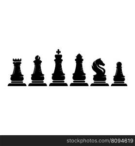 Chess strategy game logo with horse, king, pawn, minister and rook. Logo for chess tournament, chess team, chess ch&ionship, chess game application.